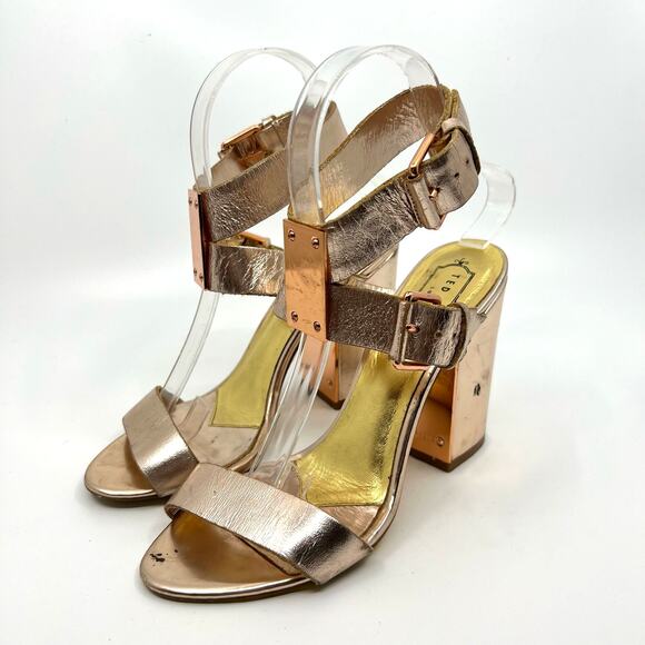 Ted Baker Metallic Pink Leather Sandals  Women's 6 US - Picture 1 of 9